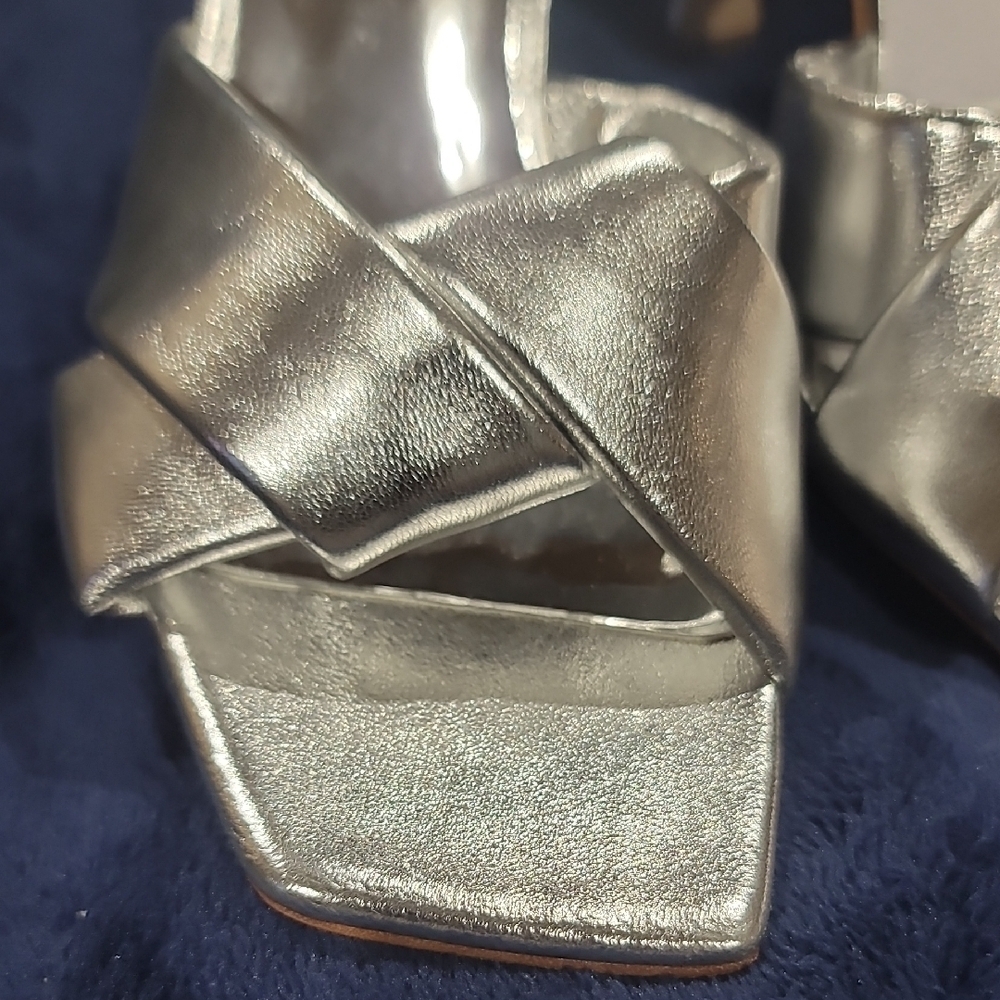 Badgley Mischka Brinlee 2 Shimmering Silver Strappy Heels - Picture 5 of 8